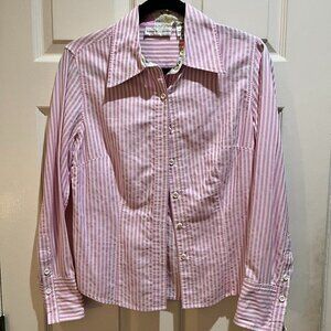 Dana Buchman women's pink and white button down size 8
